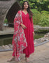 Traditional Party Wear Heavy Faux Blooming Readymade Suit Rani Faux Blooming Pant Anarkali Front View