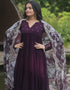 Traditional Party Wear Heavy Faux Blooming Readymade Suit Wine Faux Blooming Pant Anarkali Side View