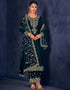 Traditional Party Wear Designer Heavy Velvet Salwar Suit Rama Velvet Pant Straight Front View