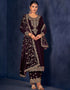 Traditional Party Wear Designer Heavy Velvet Salwar Suit Purple Velvet Pant Straight Front View