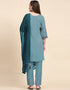 Traditional Party Wear Pakistani Salwar Suit Sky Faux Georgette Pant Straight Side View