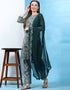 Traditional Party Wear Pakistani Salwar Suit Green Faux Georgette Pant Straight Front View