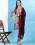 Traditional Party Wear Pakistani Salwar Suit Purple Faux Georgette Pant Straight Front View