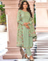 Traditional Party Wear Faux Georgette Salwar Suit Green Faux Georgette Pant Straight Front View