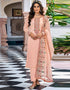Traditional Party Wear Faux Georgette Salwar Suit Peach Faux Georgette Pant Straight Front View