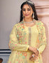 Traditional Party Wear Faux Georgette Salwar Suit Lemon Faux Georgette Pant Straight Close-up View