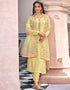 Traditional Party Wear Faux Georgette Salwar Suit Lemon Faux Georgette Pant Straight Front View