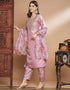 Designer Party Wear Silk Blend Readymade Suit Pink Silk Blend Pant Straight Close-up View
