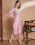 Designer Party Wear Silk Blend Readymade Suit Pink Silk Blend Pant Straight Back View