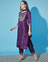 Designer Party Wear Silk Blend Readymade Suit Purple Silk Blend Pant Straight Close-up View