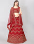 Designer Party Wear Silk Blend Lehenga Choli Collection Red Silk Blend Lehenga Choli Front View