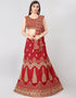 Designer Party Wear Silk Blend Lehenga Choli Collection Red Silk Blend Lehenga Choli Front View