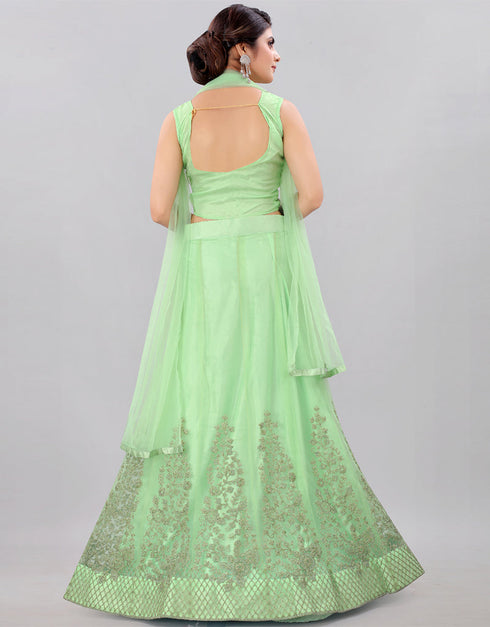 Designer Party Wear Silk Blend Lehenga Choli Collection Red Net Lehenga Choli Close-up View