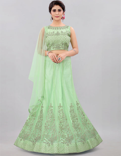 Designer Party Wear Silk Blend Lehenga Choli Collection Red Net Lehenga Choli Front View