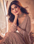 Designer Party Wear Heavy Anarakali Suit Collection Light Brown Real Georgette Pant Anarkali Close-up View