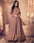 Designer Party Wear Heavy Anarakali Suit Collection Light Brown Real Georgette Pant Anarkali Front View