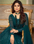 Designer Party Wear Heavy Anarakali Suit Collection Teal Blue Real Georgette Pant Anarkali Close-up View