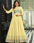 Designer Party Wear Heavy Anarakali Suit Collection Yellow Fox Georgette Pant Anarkali Front View