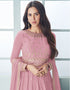 Designer Party Wear Heavy Anarakali Suit Collection Pink Fox Georgette Pant Anarkali Close-up View