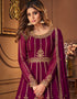 Heavy Designer Festive Wear Lehenga Suit Wine Real Georgette Lehenga Suit Close-up View