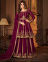 Heavy Designer Festive Wear Lehenga Suit Wine Real Georgette Lehenga Suit Front View