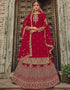 Heavy Designer Festive Wear Lehenga Suit Red Georgette Lehenga Suit Front View
