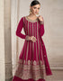 Heavy Designer Festive Wear Salwar Suit Pink Fox Georgette Palazzo Suit Close-up View