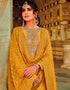 Designer Party Wear Heavy Salwar Suit Collection Mustard Faux Georgette Palazzo Straight Close-up View