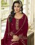 Designer Party Wear Heavy Salwar Suit Collection Maroon Faux Georgette Sharara Straight Close-up View