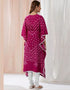Designer Party Wear Readymade Muslin Kaftan Style Dress Dark Pink Muslin Pant Dress Close-up View