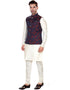 Designer Mens'S Wear Readymade Kurta Paijama With Jacket Collection Cream Kurta Art Silk Pant Close-up View