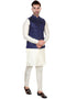 Designer Mens'S Wear Readymade Kurta Paijama With Jacket Collection Cream Kurta Art Silk Pant Close-up View