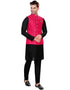 Designer Mens'S Wear Readymade Kurta Paijama With Jacket Collection Black Kurta Art Silk Pant Close-up View