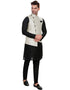 Designer Mens'S Wear Readymade Kurta Paijama With Jacket Collection Black Kurta Art Silk Pant Close-up View