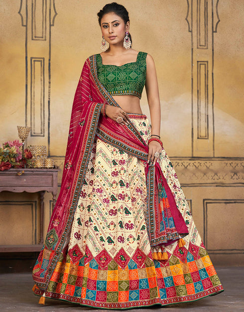 Traditional Party Wear Viscose Silk Lehenga Choli Collection Multi Viscose Silk Lehenga Choli Front View
