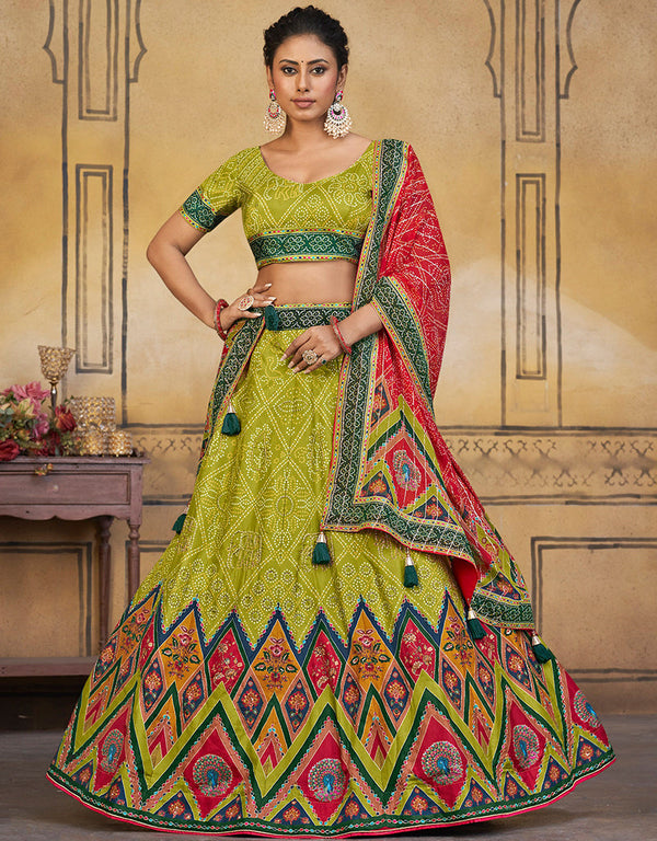 Traditional Party Wear Viscose Silk Lehenga Choli Collection Multi Viscose Silk Lehenga Choli Front View