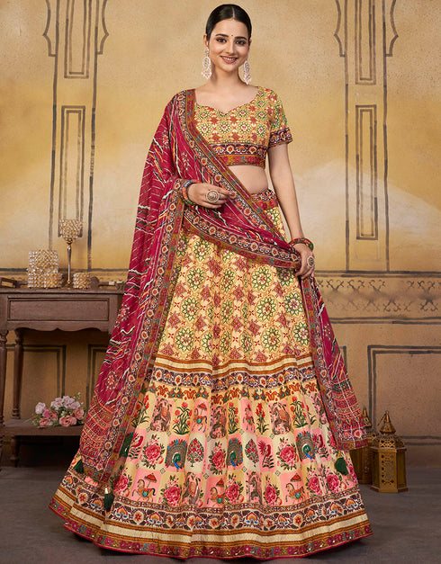 Traditional Party Wear Viscose Silk Lehenga Choli Collection Multi Viscose Silk Lehenga Choli Front View