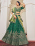 Traditional Party Wear Viscose Lehenga Choli Collection Green Viscose Lehenga Choli Front View
