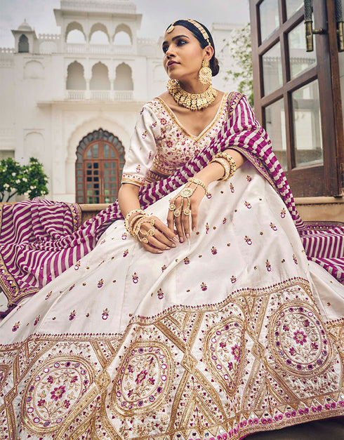 Traditional Party Wear Viscose Lehenga Choli Collection White Viscose Lehenga Choli Back View