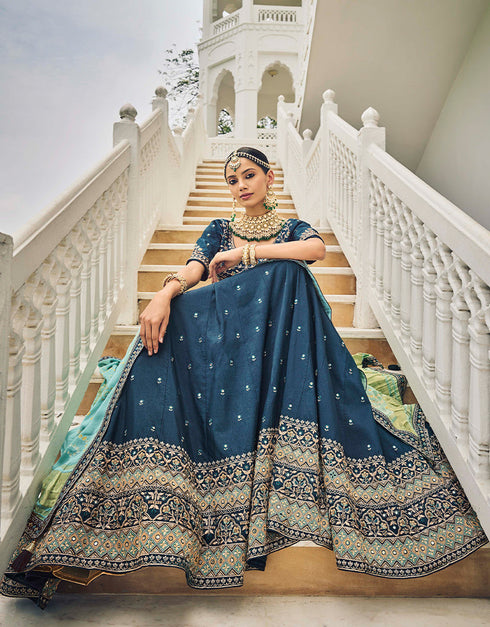 Traditional Party Wear Viscose Lehenga Choli Collection Rama Viscose Lehenga Choli Close-up View