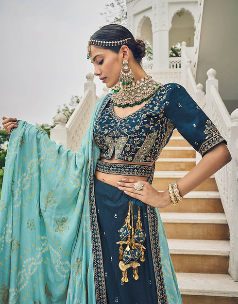 Traditional Party Wear Viscose Lehenga Choli Collection Rama Viscose Lehenga Choli Front View