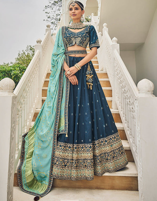 Traditional Party Wear Viscose Lehenga Choli Collection Rama Viscose Lehenga Choli Front View