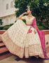 Traditional Party Wear Viscose Lehenga Choli Collection Cream Viscose Lehenga Choli Close-up View