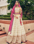 Traditional Party Wear Viscose Lehenga Choli Collection Cream Viscose Lehenga Choli Front View