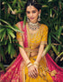 Traditional Party Wear Viscose Lehenga Choli Collection Yellow Viscose Lehenga Choli Front View