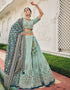 Traditional Party Wear Viscose Lehenga Choli Collection Sky Bule Viscose Lehenga Choli Close-up View