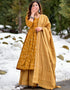 Heavy Designer Festive Wearv Pure Maslin Salwar Suit Yellow Pure Maslin Palazzo Suit Front View