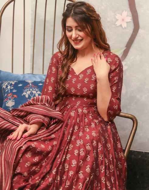 Heavy Designer Festive Wearv Pure Maslin Salwar Suit Multi Pure Maslin Palazzo Suit Front View