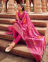 Heavy Designer Festive Wear Dola Jaquard Salwar Suit Dark Pink Dola Jaquard Pant Straight Close-up View