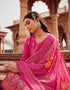 Heavy Designer Festive Wear Dola Jaquard Salwar Suit Dark Pink Dola Jaquard Pant Straight Front View